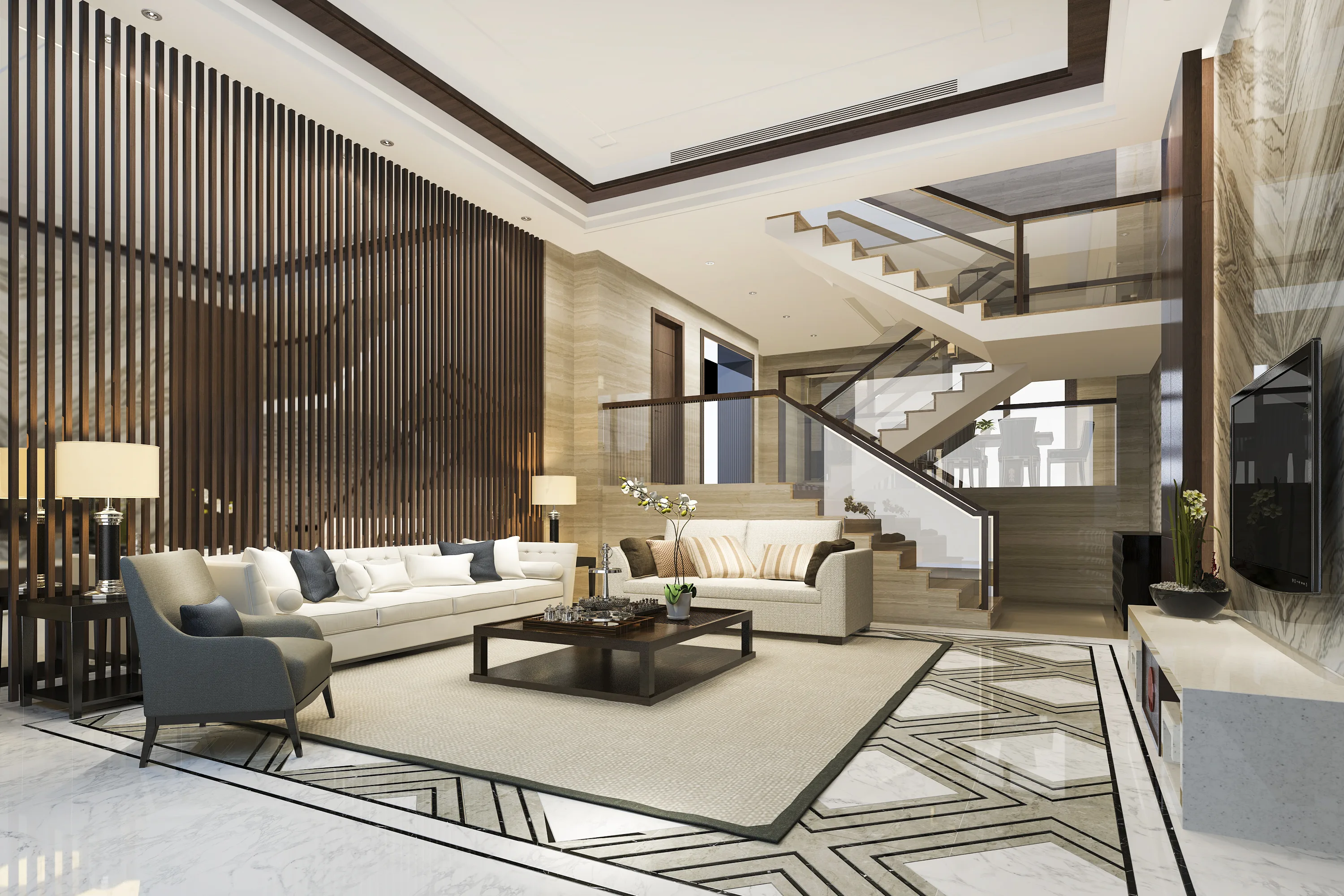Bright contemporary living room interior design